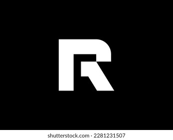 Logotipo de letra inicial creativa moderna R, R Monogram, R para marca de logotipo moderno y negocios de iconos, con un fondo negro aislado.