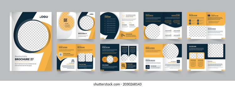 Modern and creative real estate business brochure design template or professional company profile design template. 16 pages colorful shape-able multipurpose use layout