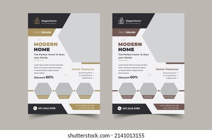 Modern and creative real estate flyer for real estate and property business with 2 color variation template