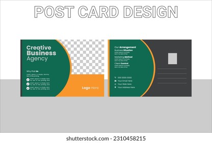 Modern Creative Real estate post card with geometric design.