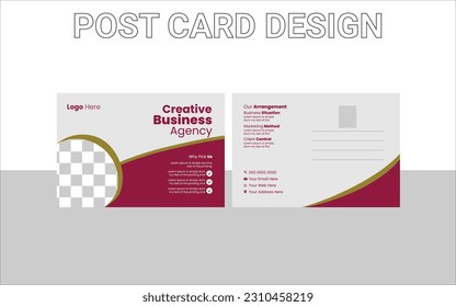 Modern Creative Real estate post card with geometric design.
