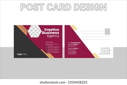 Modern Creative Real estate post card with geometric design.