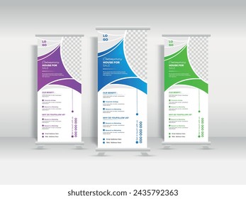 modern creative real estate roll up banner design for agency, company, shop, restaurant and more people. 
#real #estate #banner #roll #up #template #layout