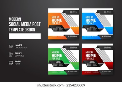 Modern and creative real Estate social media post template