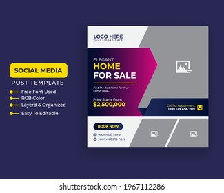 Modern Creative Real state Home rent  social media post Sale facebook cover page timeline web ad banner template design