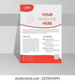 modern creative red color clean white color flat flyer design template. a4 half page vector illustration flyer layout. image QR code flyer minimal business flyer design. unique idea inspiration