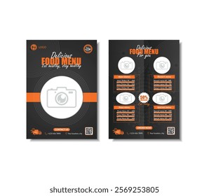 Modern and creative restaurant and cafe Food menu design, food menu card template, restaurant and cafe menu card.