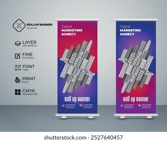 Modern creative roll up banner design collection template Premium