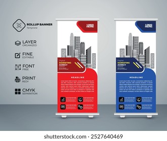 Modern creative roll up banner design collection template Premium