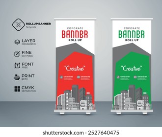 Modern creative roll up banner design collection template Premium