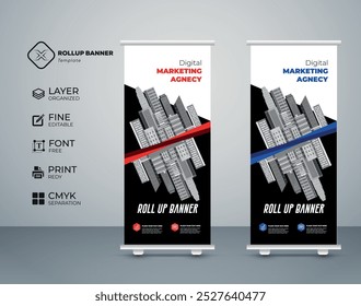 Modern creative roll up banner design collection template Premium