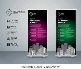 Modelo de coleção de design de banner roll-up criativo moderno Premium