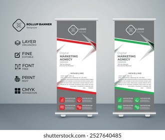 Modern creative roll up banner design collection template Premium