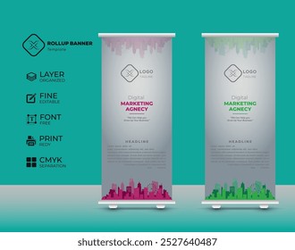 Modern creative roll up banner design collection template Premium