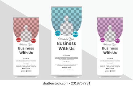 Modern and creative Roll-up banner design to elevate your business. Vector illustration print template.