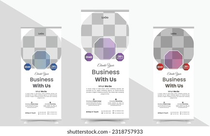 Modern and creative Roll-up banner design to elevate your business. Vector illustration print template.