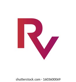 Modern creative R,V letter logo emblem