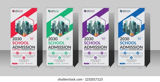 Moderner und kreativer Schuleintritt Roll Up Banner Design
