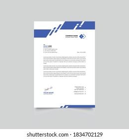 Forma creativa moderna Color azul Profesional Estilo empresarial Carta Diseño de cabecera Plantilla Vector ilustración.