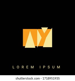 Modern creative shaped AY, YA, A, Y logo. Initial Logo Designs  with Black Background.