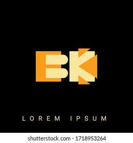 Modern creative shaped BK, KB, B, K logo. Initial Logo Designs  with Black Background.