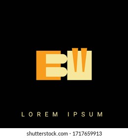 Modern creative shaped BW, WB, B, W logo. Initial Logo Designs  with Black Background.