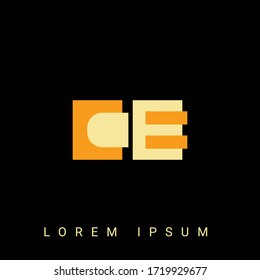 Logotipo moderno de forma creativa CE, EC, C, E. Diseños de logotipo inicial con fondo negro.