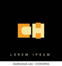 Modern creative shaped CH, HC, C, H logo. Initial Logo Designs  with Black Background.