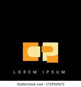 Modern creative shaped CP, PC, C, P logo. Initial Logo Designs  with Black Background.