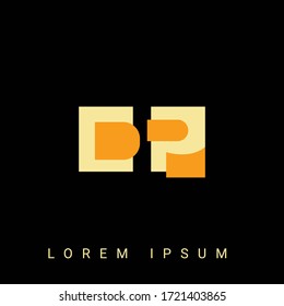 Logo moderno con forma creativa DP, PD, D, P. Diseños de logotipo inicial con fondo negro.