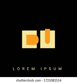 Modern creative shaped DU, UD, D, U logo. Initial Logo Designs  with Black Background.