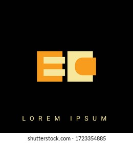 Modern creative shaped EC, CE, E, C logo. Initial Logo Designs  with Black Background.