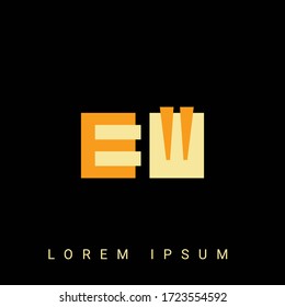 Modern creative shaped EW, WE, E, W logo. Initial Logo Designs  with Black Background.