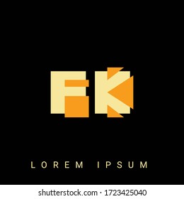 Modern creative shaped FK, KF, F, K logo. Initial Logo Designs  with Black Background.