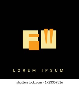 Moderno y creativo logo FW, WF, F, W. Diseños de logotipo inicial con fondo negro.