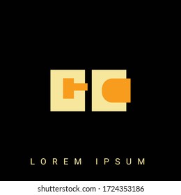 Modern creative shaped GC, CG, G, C logo. Initial Logo Designs  with Black Background.