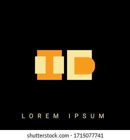 Modern creative shaped ID, DI, I, D logo. Initial Logo Designs  with Black Background.