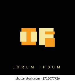 Moderna forma creativa IF, FI, I, F logo. Diseños de logotipo inicial con fondo negro.