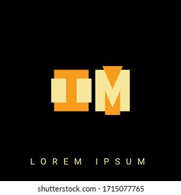 Modern creative shaped IM, MI, I, M logo. Initial Logo Designs  with Black Background.