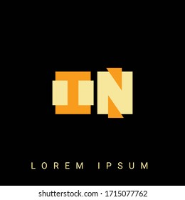 Modern creative shaped IN, NI, I, N logo. Initial Logo Designs  with Black Background.