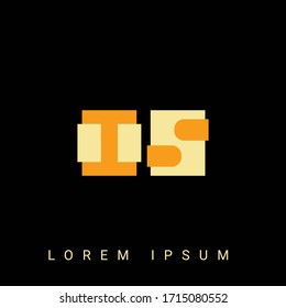 Modern creative shaped IS, SI, I, S logo. Initial Logo Designs  with Black Background.