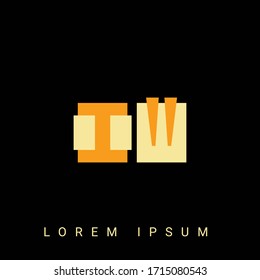 Modern creative shaped IW, WI, I, W logo. Initial Logo Designs  with Black Background.