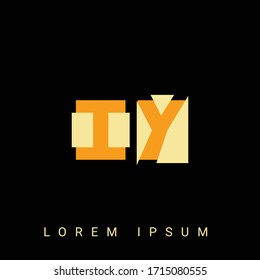 Diseño creativo moderno IY, YI, I, Y logo. Diseños de logotipo inicial con fondo negro.