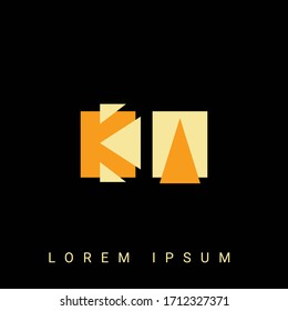 Modern creative shaped KA, AK, K, A logo. Initial Logo Designs  with Black Background.