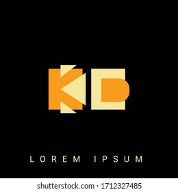 Logo moderno en forma creativa KD, DK, K, D. Diseños de logotipo inicial con fondo negro.