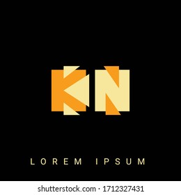 Modern creative shaped KN, NK, K, N logo. Initial Logo Designs  with Black Background.
