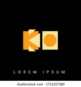 Modern creative shaped KO, OK, K, O logo. Initial Logo Designs  with Black Background.