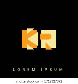 Modern creative shaped KR, RK, K, R logo. Initial Logo Designs  with Black Background.