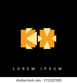 Moderno y creativo logotipo KX, XK, K, X. Diseños de logotipo inicial con fondo negro.