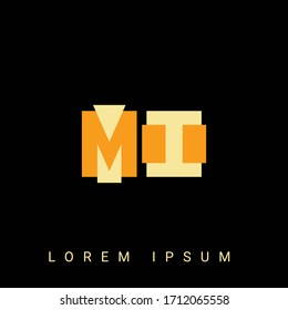 Modern creative shaped MI, IM, M, I logo. Initial Logo Designs  with Black Background.